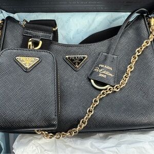 Black Prada Re-Edition 2005 Saffiano leather bag